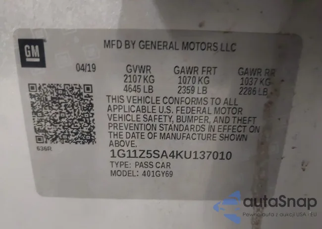 1G11Z5SA4KU137010: 43110143