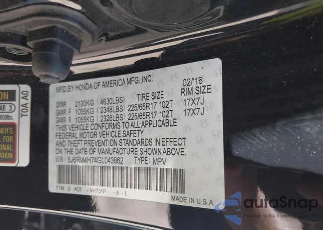 5J6RM4H74GL043862: 43110192