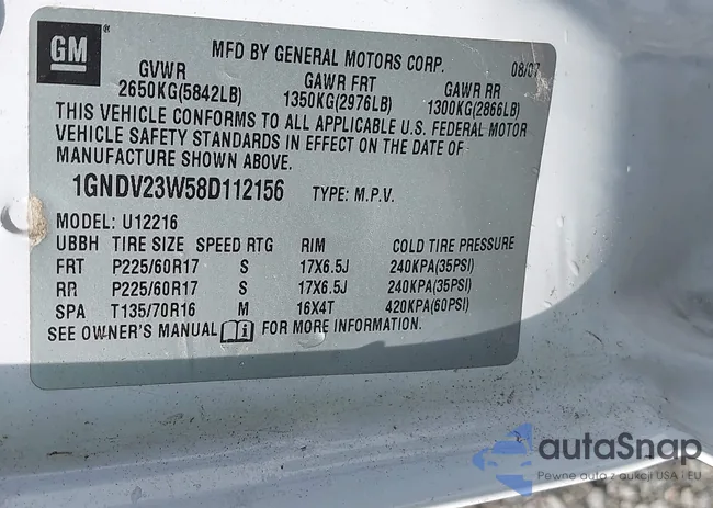 1GNDV23W58D112156: 43110220