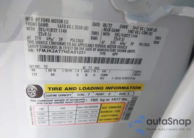 1FMJK2AT7NEA51231: 43110250