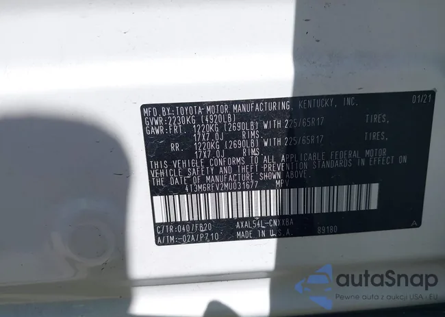 4T3M6RFV2MU031677: 43110291