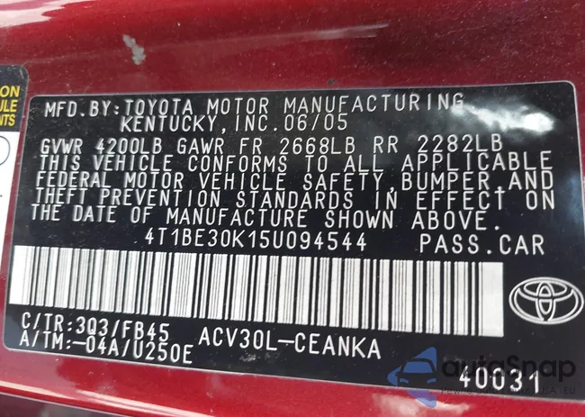 4T1BE30K15U094544: 43110327