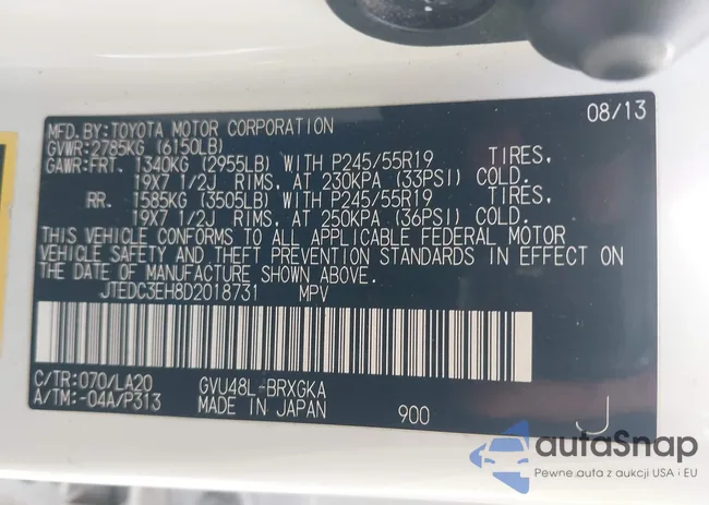 JTEDC3EH8D2018731: 43110390