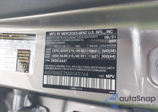 4JGFB4KE2MA549764: 43110443