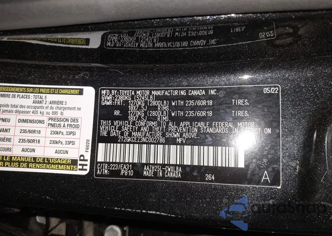 2T2GKCEZ3NC002786: 43110539