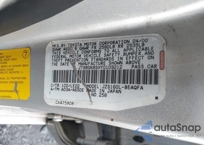 JT8BD68SXY0109212: 43110664