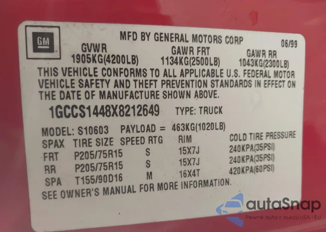 1GCCS1448X8212649: 43110680