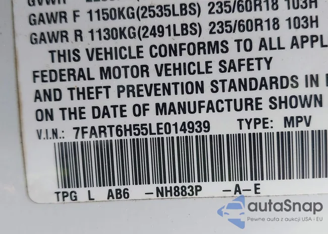 7FART6H55LE014939: 43109720