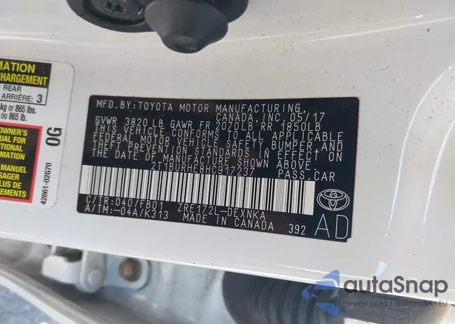 2T1BURHE8HC917237: 43109909