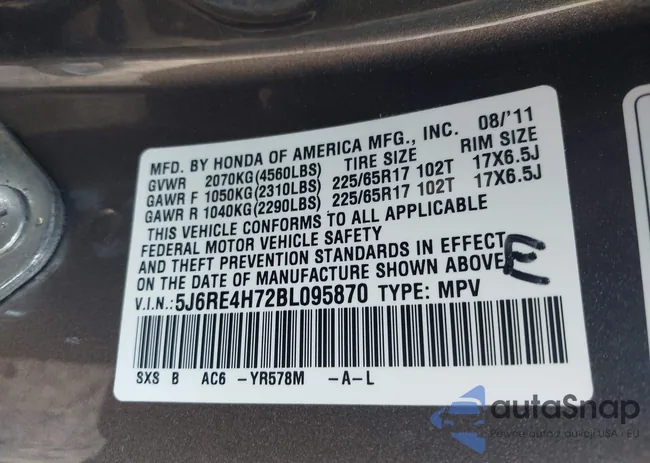 5J6RE4H72BL095870: 43110011