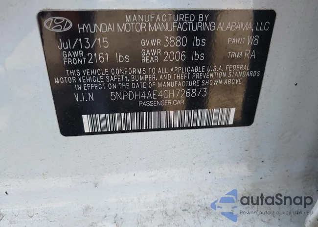 5NPDH4AE4GH726873: 43110039