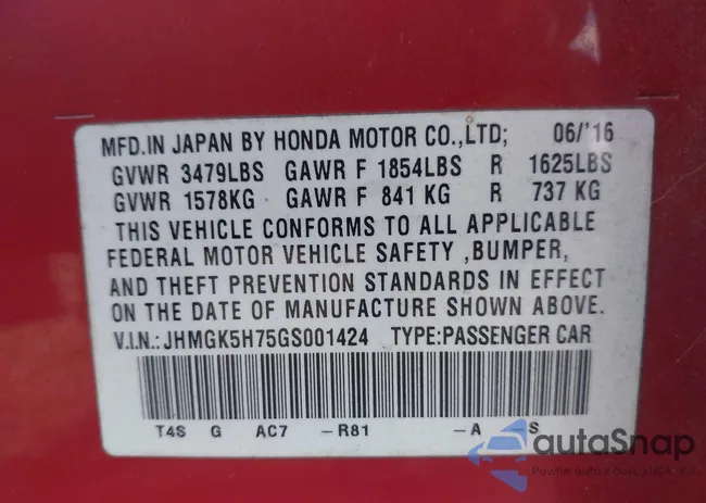 JHMGK5H75GS001424: 43110045