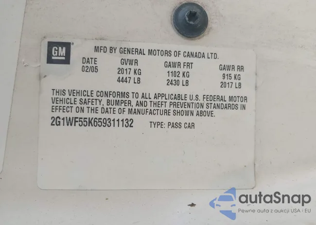 2G1WF55K659311132: 43111268