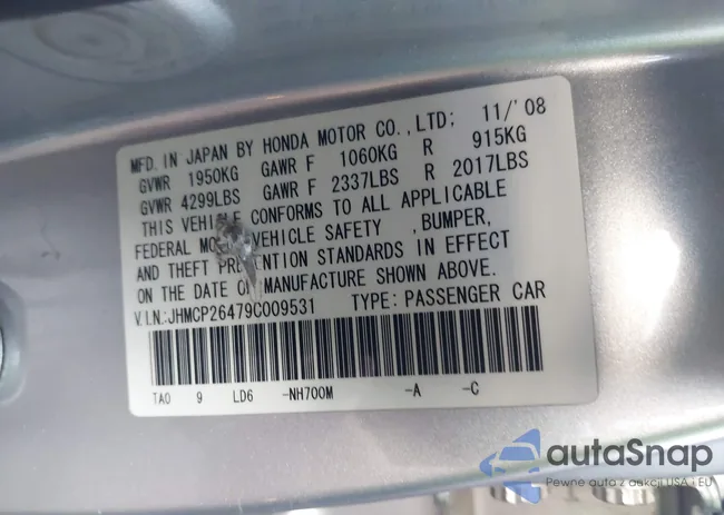 JHMCP26479C009531: 43111287