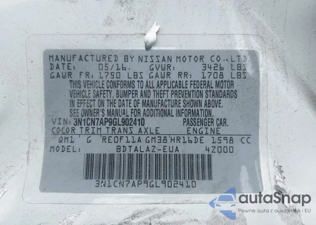 3N1CN7AP9GL902410: 43111330