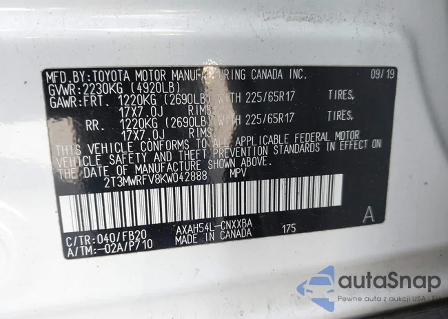 2T3MWRFV8KW042888: 43111345