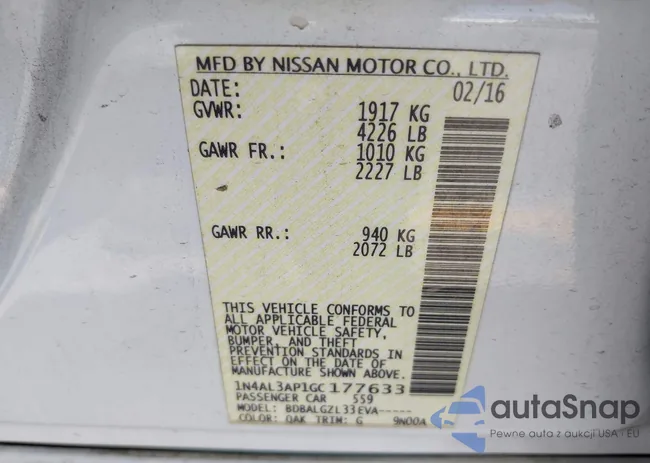 1N4AL3AP1GC177633: 43111347