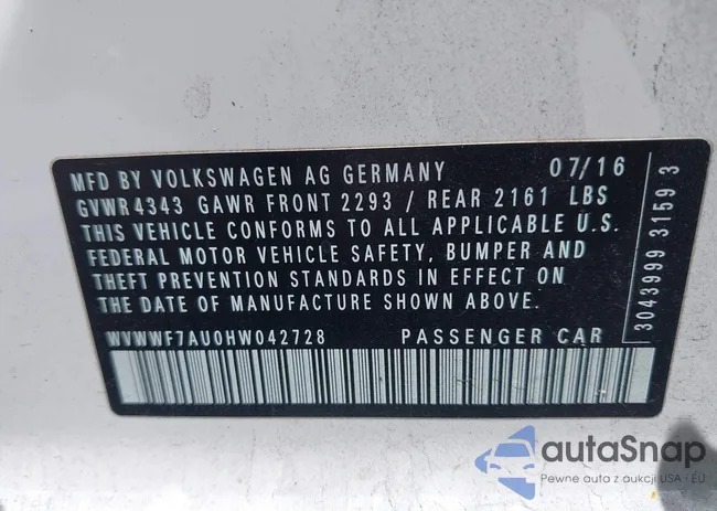 WVWWF7AU0HW042728: 43111406