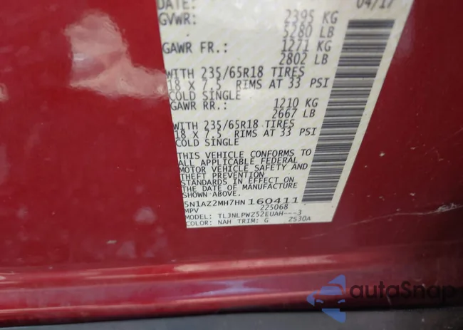 5N1AZ2MH7HN160411: 43111466