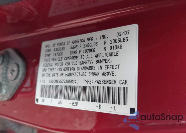 1HGCM66577A058040: 43111478