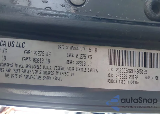 2C3CDZAG9JH305189: 43111536
