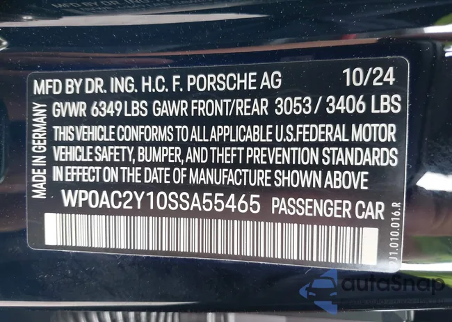 WP0AC2Y10SSA55465: 43111606