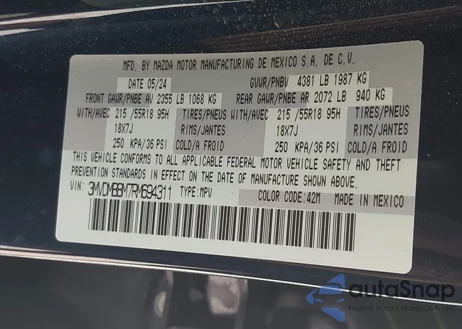 3MVDMBBM7RM694311: 43111607