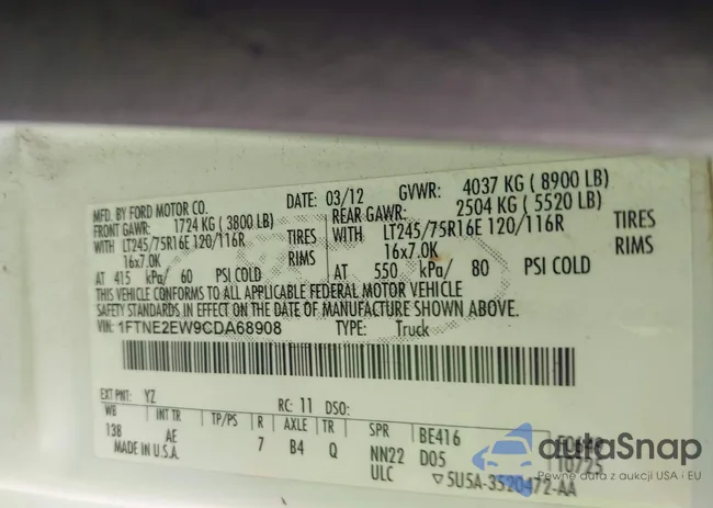 1FTNE2EW9CDA68908: 43110722