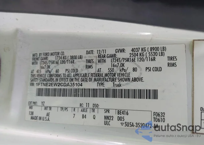 1FTNE2EW2CDA35104: 43110746