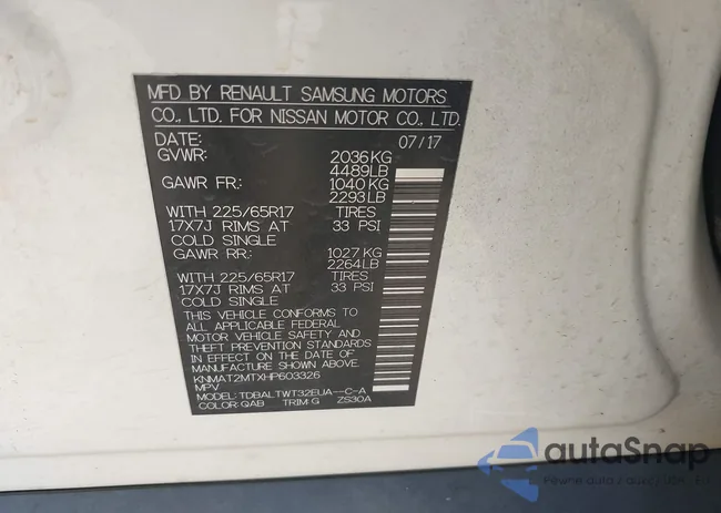 KNMAT2MTXHP603326: 43110800