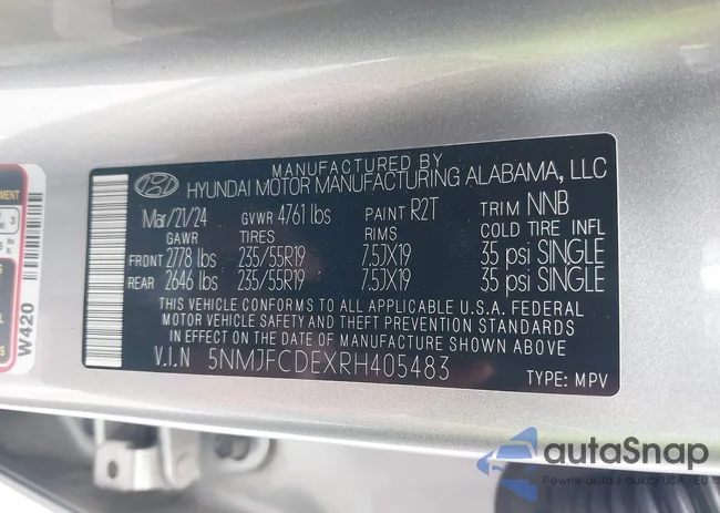 5NMJFCDEXRH405483: 43110886