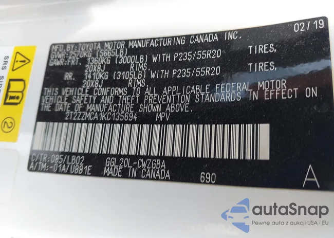 2T2ZZMCA1KC135694: 43110964