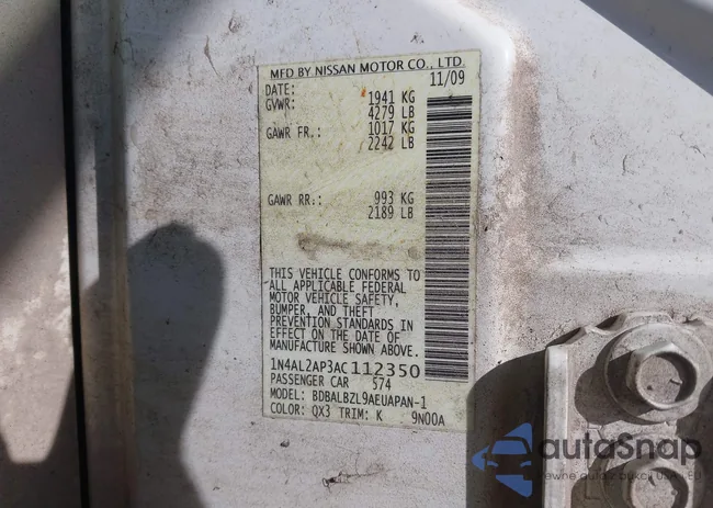 1N4AL2AP3AC112350: 43111039