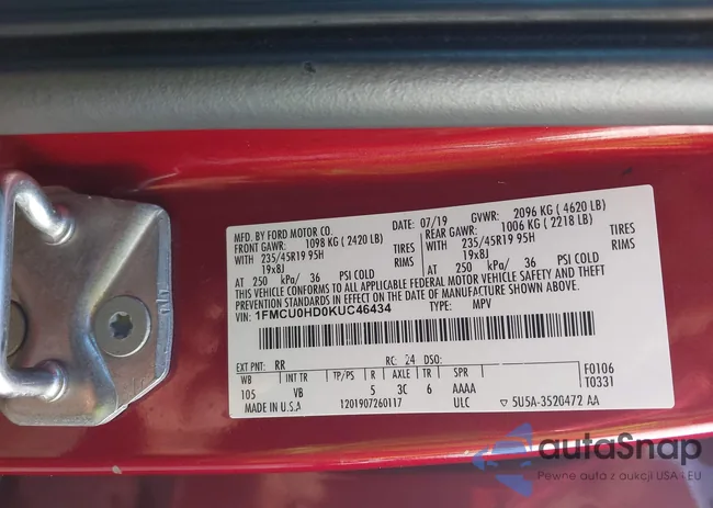 1FMCU0HD0KUC46434: 43111069