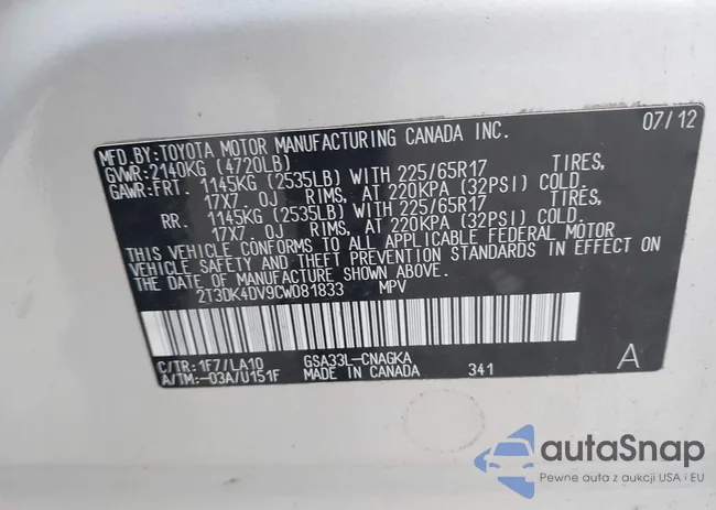 2T3DK4DV9CW081833: 43112291