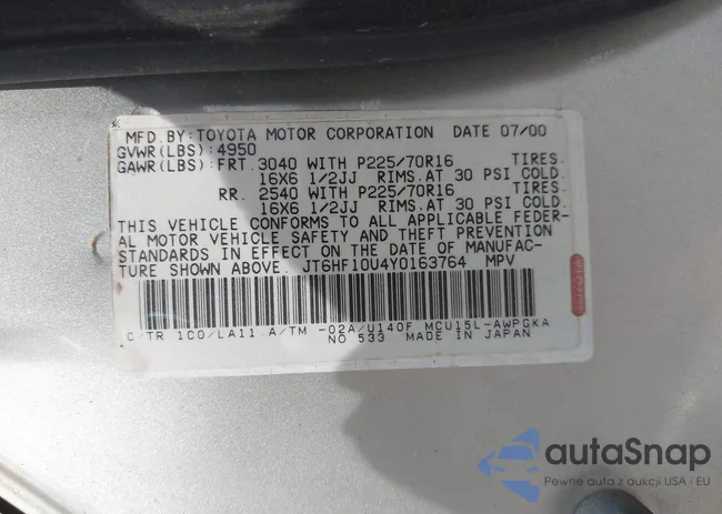 JT6HF10U4Y0163764: 43112311