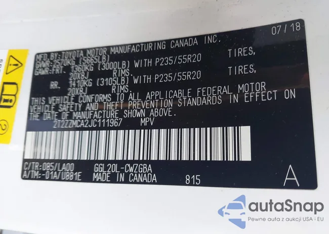 2T2ZZMCA2JC111967: 43112354