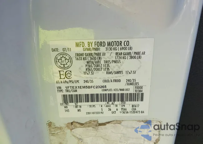 1FTEX1EM5BFC23265: 43112459