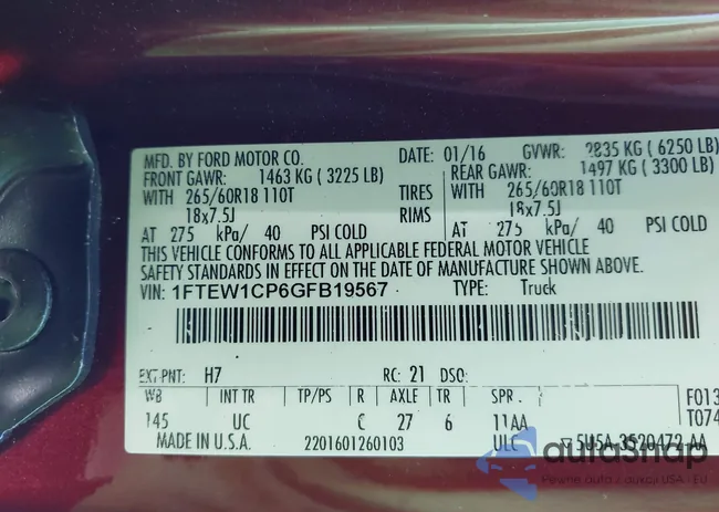 1FTEW1CP6GFB19567: 43112468