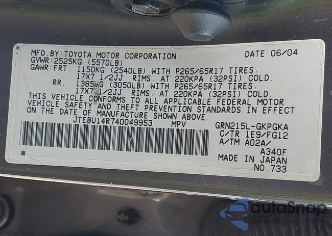 JTEBU14R740049953: 43112478