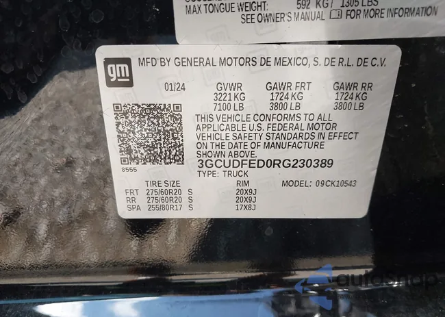 3GCUDFED0RG230389: 43112543