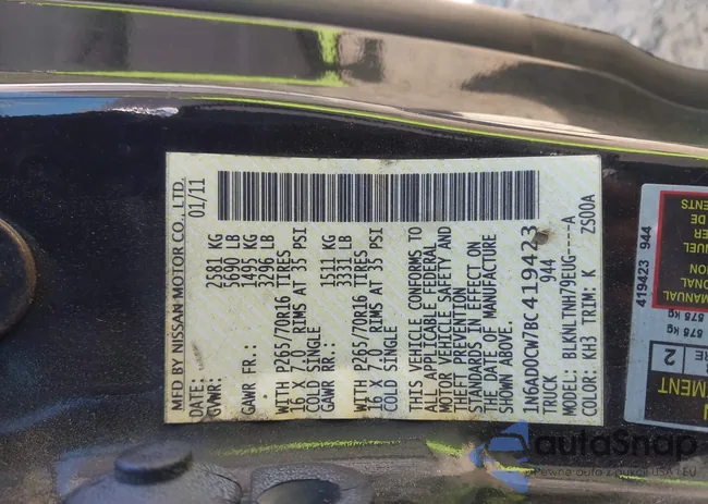 1N6AD0CW7BC419423: 43112610