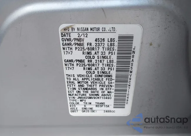 JN8AS5MV9CW710490: 43112650