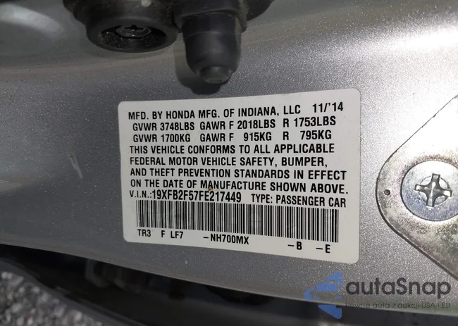 19XFB2F57FE217449: 43111721