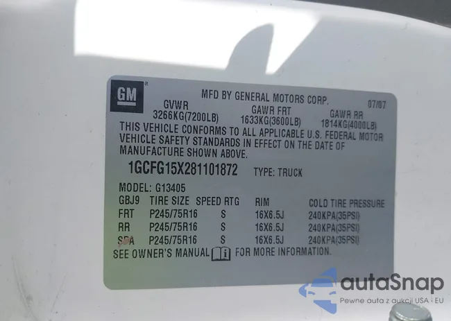 1GCFG15X281101872: 43111779