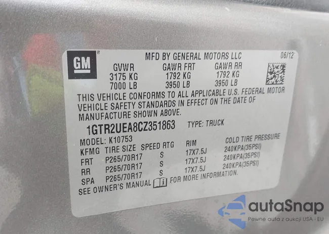 1GTR2UEA8CZ351863: 43111799