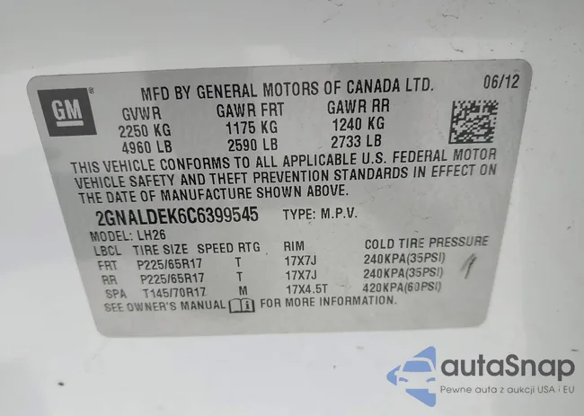 2GNALDEK6C6399545: 43111909