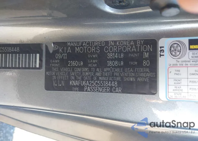 KNAFU6A25C5518448: 43111920