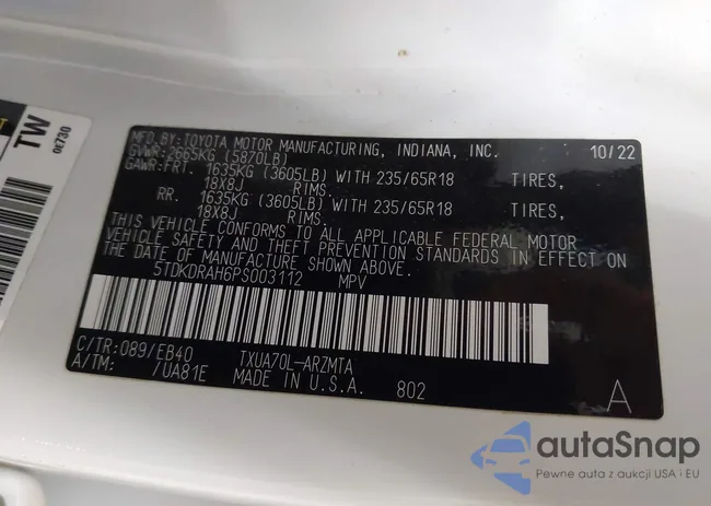 5TDKDRAH6PS003112: 43111925