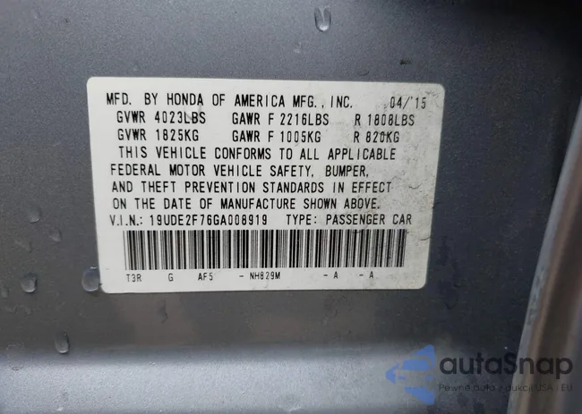 19UDE2F76GA008919: 43112086